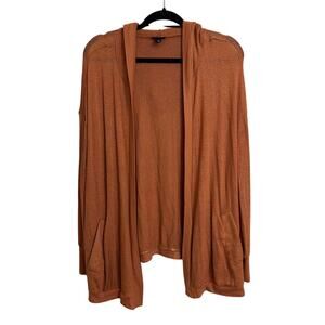 Torrid Hooded Cardigan Womens 2X Terracotta Orange Hacci Open Front Knit Sweater